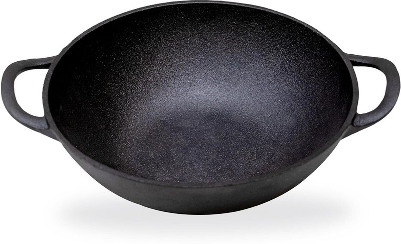 Flipkart SmartBuy Cast Iron Deep Kadai with Curved Handles - 10 inch Kadhai 25.4 cm diameter 1 L capacity(Cast Iron, Induction Bottom)