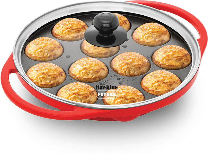 Hawkins 12 Cups Appe Pan, Paniyaram, Litti , Kuzhi Paniyaram, Ponganalu (NAPE20G) Appachatty Pan 20 cm diameter with Lid 1.5 L capacity(Aluminium, Non-stick)