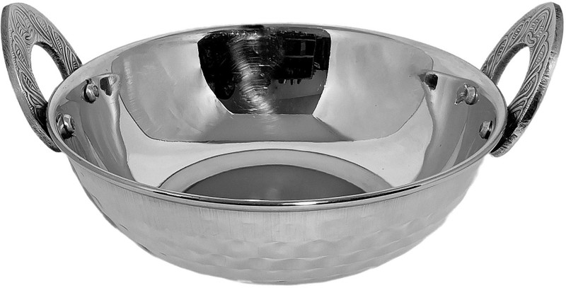 A & H ENTERPRISES Stainless Steel Kadhai with Handle for Serving Vegetable ,Dish Pack of 1 Kadhai 13 cm diameter 0.3 L capacity(Steel)
