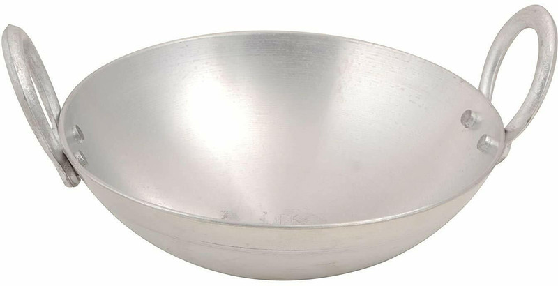 Tannu Craft Aluminium Heavy Round Bottom Kadai Deep Frying Cooking for Kitchen Kadhai 20 cm diameter 1.5 L capacity(Aluminium)