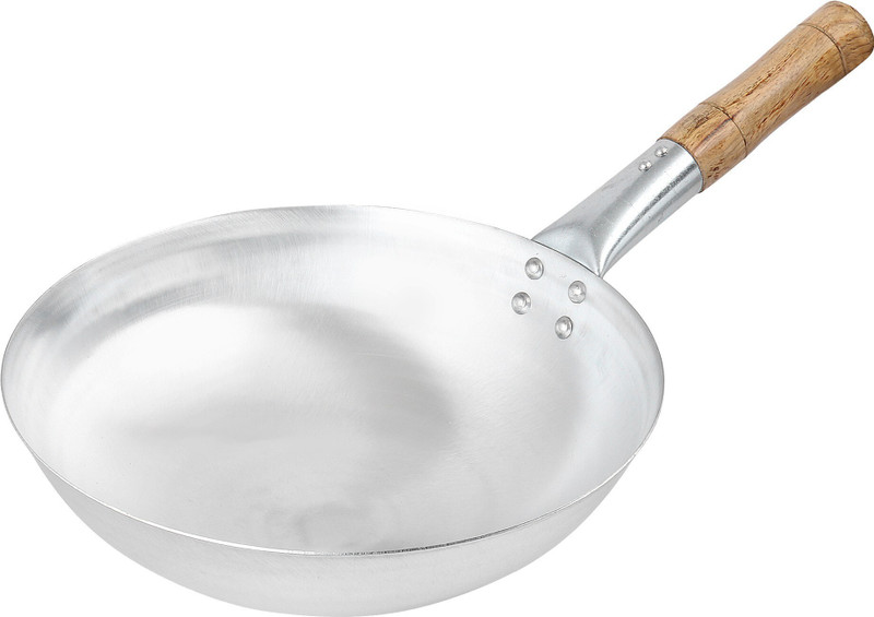 WokHouse Wooden Handle Iron Chinese Wok 2.5 L capacity 26 cm diameter(Iron)