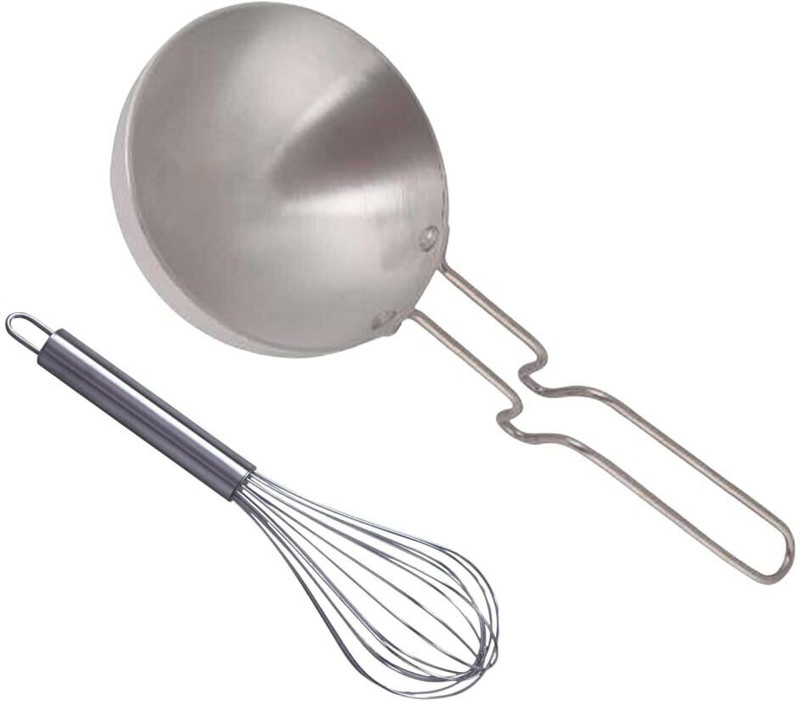 AFFODYL AFFODYL Combo of Aluminium Tadka Pan/Vaghar pan and Steel Whisk Pack of 2 Tadka Pan 12 cm diameter 0.25 L capacity(Stainless Steel)