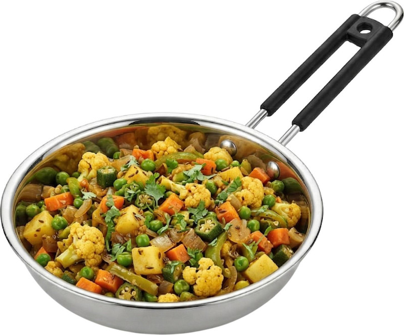 NSVL Stainless Steel Tadka Pan| Gas & Induction Compatible | in-Built Stand Tadka Pan 11 cm diameter 0.3 L capacity(Stainless Steel, Non-stick, Induction Bottom)