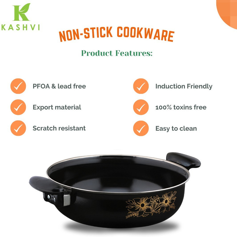 Dozy Large 3L Non-Stick Kadhai Kadhai 28 cm diameter 3 L capacity(Cast Iron, Non-stick, Induction Bottom)