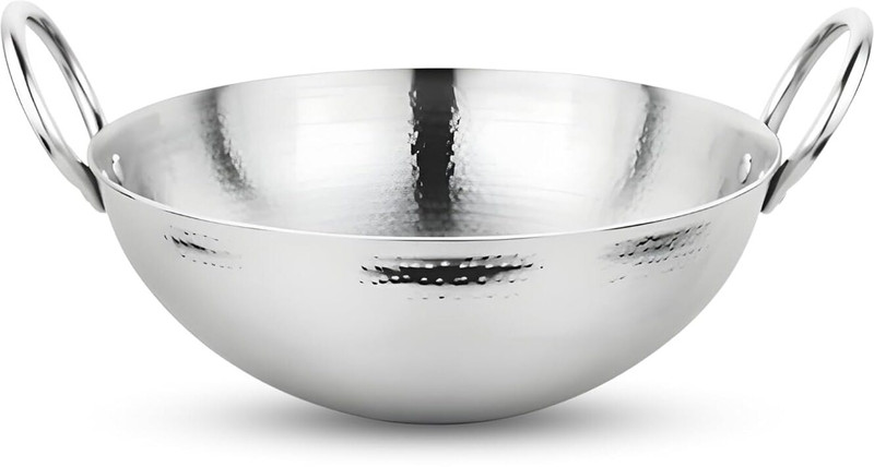 THEINDIANAURA Stainless Steel Kadhai Without Lid (1.5 Litre)| Kadai Induction Base Induction Bottom Non-Stick Coated Cookware Set(Stainless Steel, 1 - Piece)