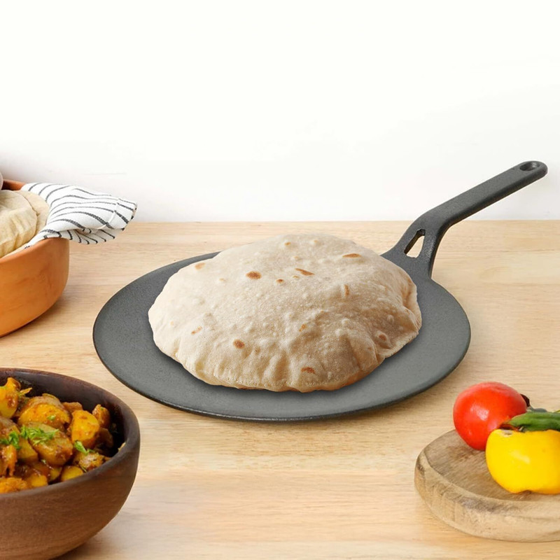 forsel Cast Iron Flat Tawa – Durable, Pre-Seasoned & Ready to Use Tawa 25 cm diameter(Cast Iron, Induction Bottom)