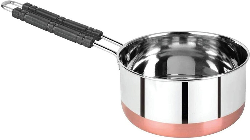 Salasar High Quality Stainless steel copper bottom Saucepan ,Milk Pan,Patila,Tea pot/pan Pot 18 cm diameter 1.5 L capacity(Copper, Non-stick, Induction Bottom)