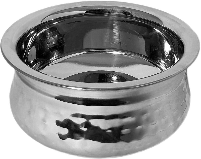 A & H ENTERPRISES Stainless Steel Hammered Handi Bowl Serving Biryani Tableware,Pack of 1 Handi 800 L(Steel)