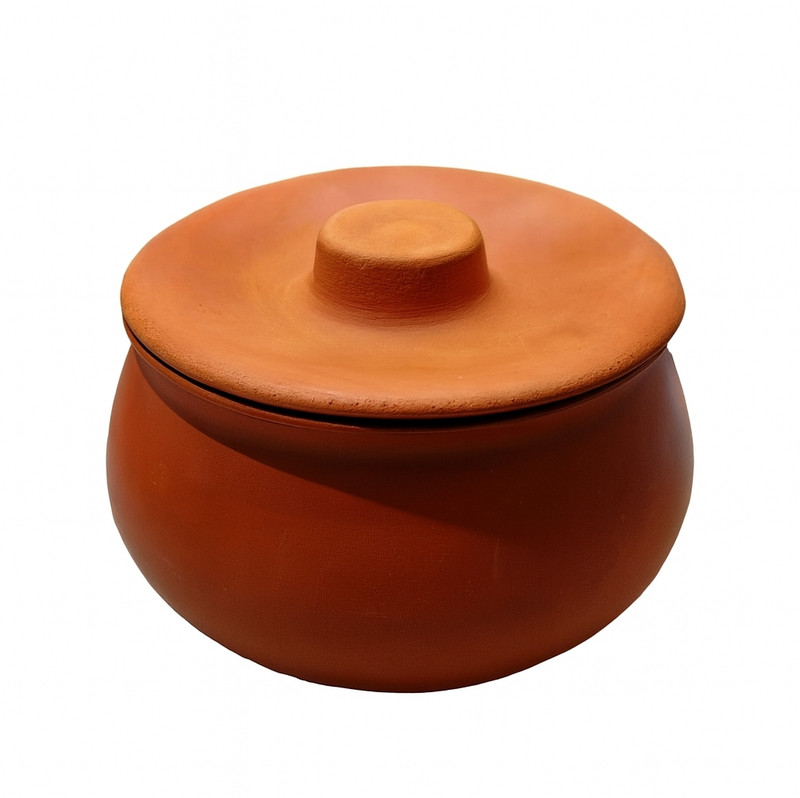 Terracotta Terracotta clay dahi handi with lid Handi 1.5 L with Lid(Earthenware, Induction Bottom)