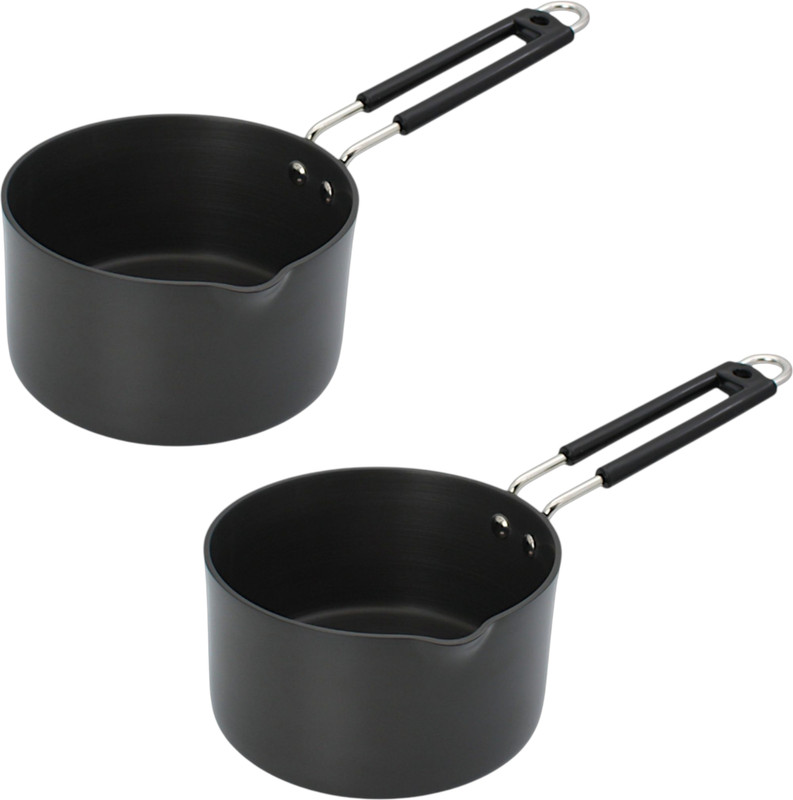 LAZYwindow Superior Quality 1.5 Ltr. (Black) | Induction Base Sauce Pan 15 cm diameter 1.5 L capacity(Hard Anodised, Non-stick, Induction Bottom)