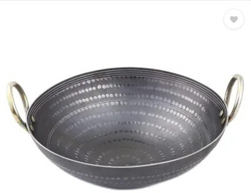 Eight Elephant ventures Bawra PIK_960 Premium Iron Kadhai for Deep Fry Kadhai 21 cm diameter with Lid 2 L capacity(Iron)