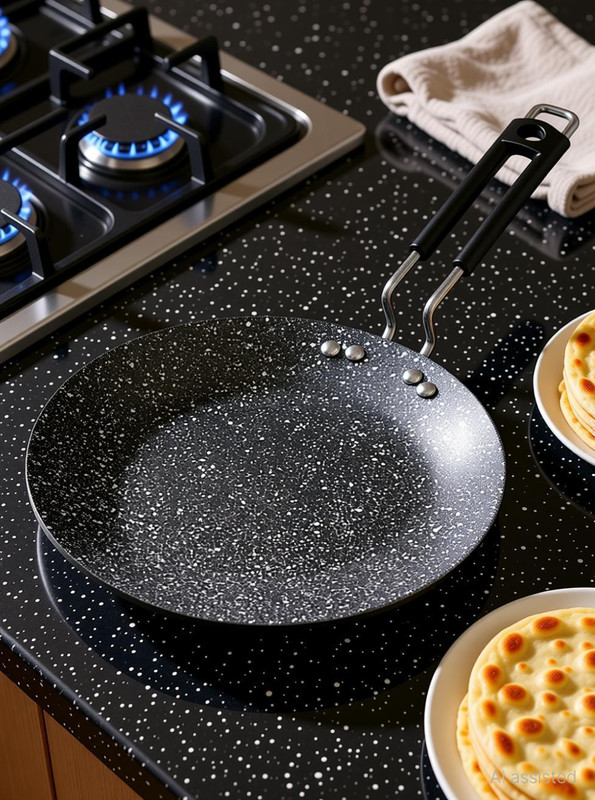 iVBOX 3mm-Thick Non Stick Concave Chapati Tawa 28 cm diameter(Aluminium, Non-stick, Induction Bottom)