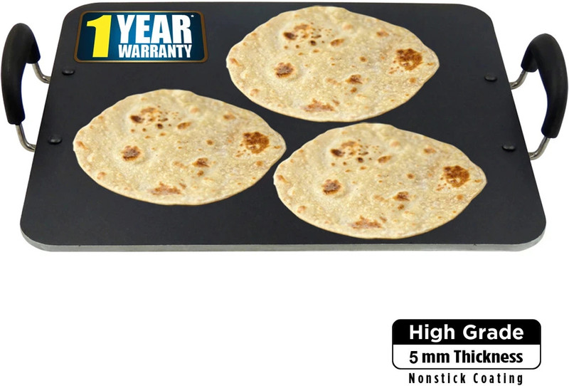 iBELL PT3833 5mm Non-Stick Aluminium Rectangle Chapati/Roti/Pathiri/Dosa Tawa Tawa 37.5 cm diameter(Aluminium, Non-stick)