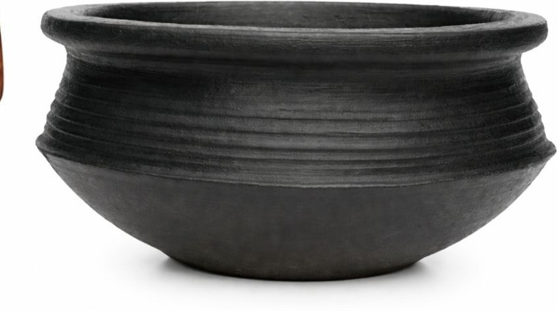 Mudpots Deep-Burned Black Clay Handi Pot | Biriyani Handi | Earthen Cooking Pot Handi 3 L(Earthenware)