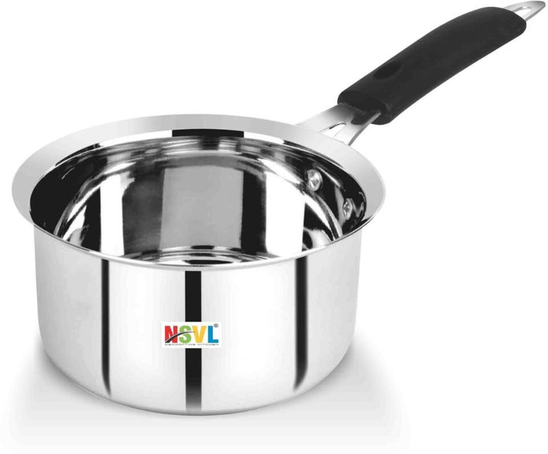 NSVL Stainless Steel Sauce Pan, Milk Pan, Tea Pan Heavy Guage (Gas Stove Friendly) Sauce Pan 15 cm diameter 1 L capacity(Stainless Steel, Induction Bottom)