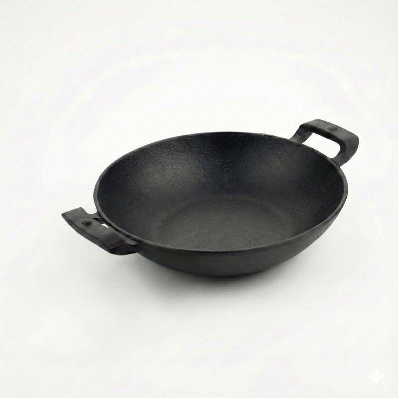 Human Hydro IronCure Cast Iron Kadai 10.5 Inch, Naturally Nonstick & Non-toxic Kadhai 26 cm diameter 3 L capacity(Cast Iron, Induction Bottom)