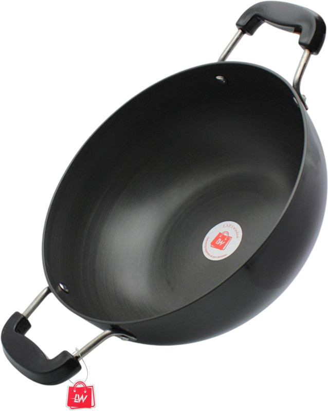 LAZYwindow Superior Quality Kadhai 25.5 cm diameter 3 L capacity(Hard Anodised, Non-stick, Induction Bottom)