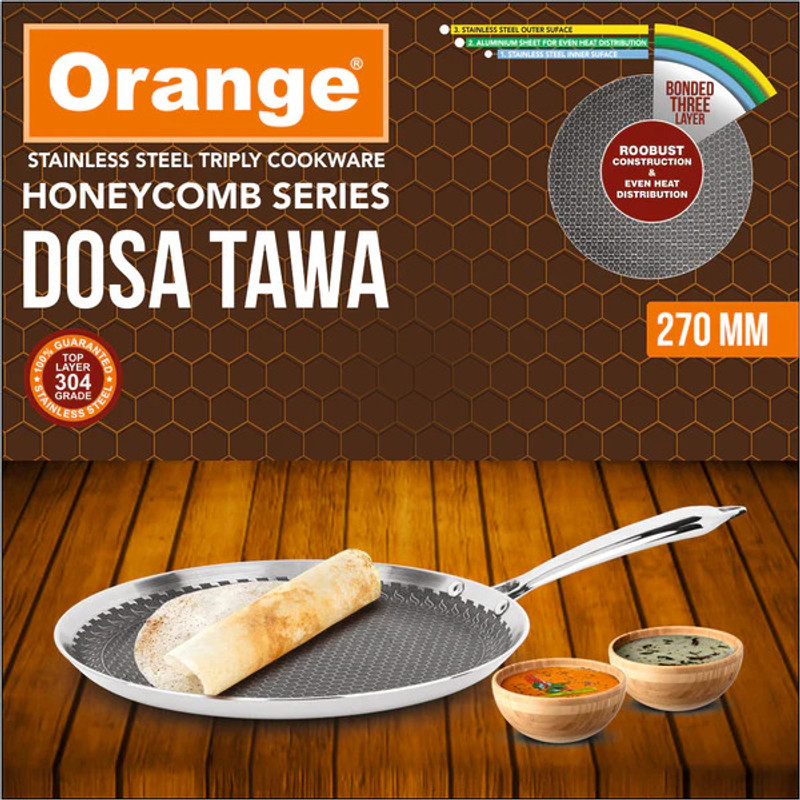 ORANGE OTPC553 Tawa 27 cm diameter(Stainless Steel, Non-stick, Induction Bottom)