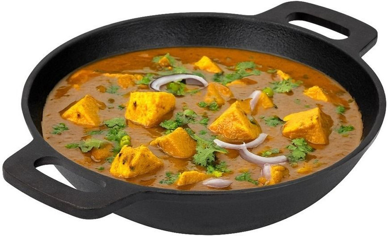 Rasa Pre-Seasoned Cast Iron Kadhai with Convenient Handle | 25 Cm Kadhai 25.4 cm diameter 2.5 L capacity(Cast Iron, Non-stick)