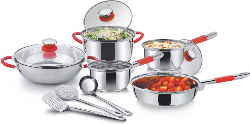 Ideale Italian Passion Steel Cookware Kadhai 24 cm diameter with Lid 1 L capacity(Stainless Steel, Induction Bottom)