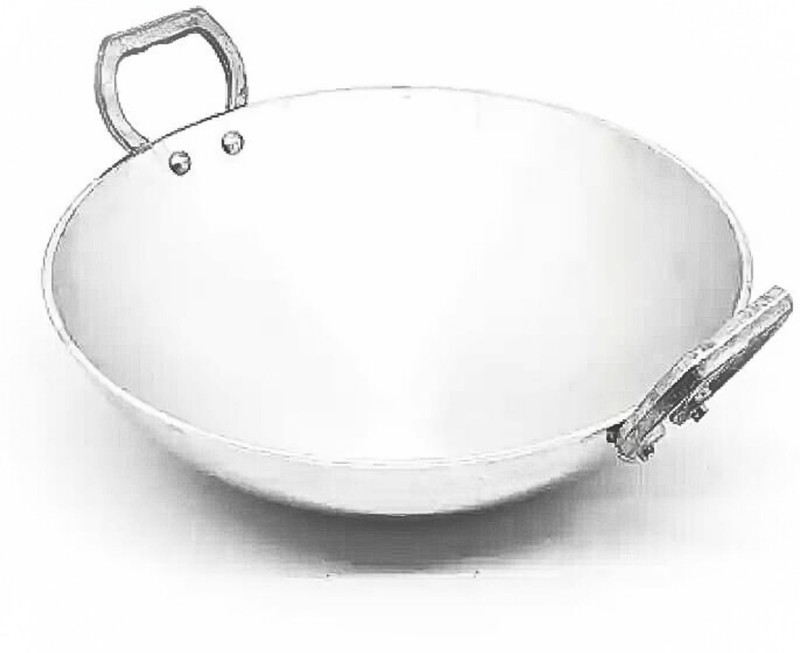Anil Bartan Wale Pure Aluminium Very Heavy Kadhai | Premium Heavy Bottom Silver Kadhai | Kadhai 30 cm diameter 1.5 L capacity(Aluminium)