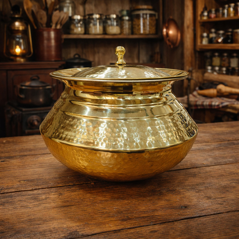 ANYRA'S TROVE Handi 4 L with Lid(Brass, Non-stick, Induction Bottom)