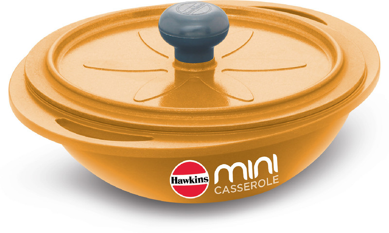 Hawkins Die-Cast Mini Casserole, Square (MCSY75) Yellow Pancake Pan 15.5 cm diameter with Lid 0.75 L capacity(Aluminium, Non-stick)