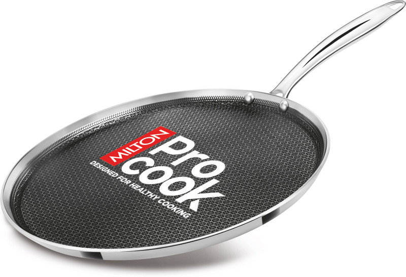 MILTON Pro Cook Triply Hexa Tech Induction Stainless Steel Concave Tawa, 26 cm Tawa 26 cm diameter(Triply, Non-stick, Induction Bottom)