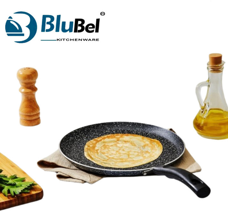 Blu Bel Premium Non-Stick Aluminum Spetter Granite Marble Finish Flat Dosa / Chapati Tawa 26 cm diameter(Aluminium, Non-stick)