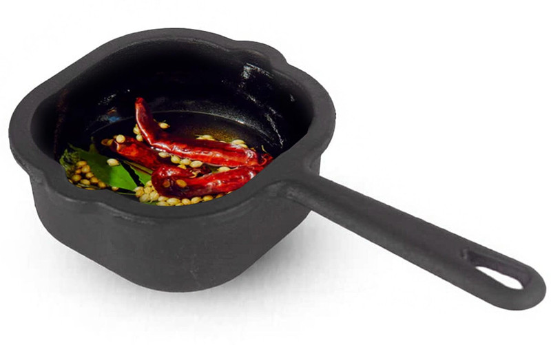 The Indus Valley Pre-Seasoned Cast Iron Vaghar/Baghar for Frying Dal/Spices - 5 inch Tadka Tadka Pan 12.7 cm diameter 0 L capacity(Cast Iron)
