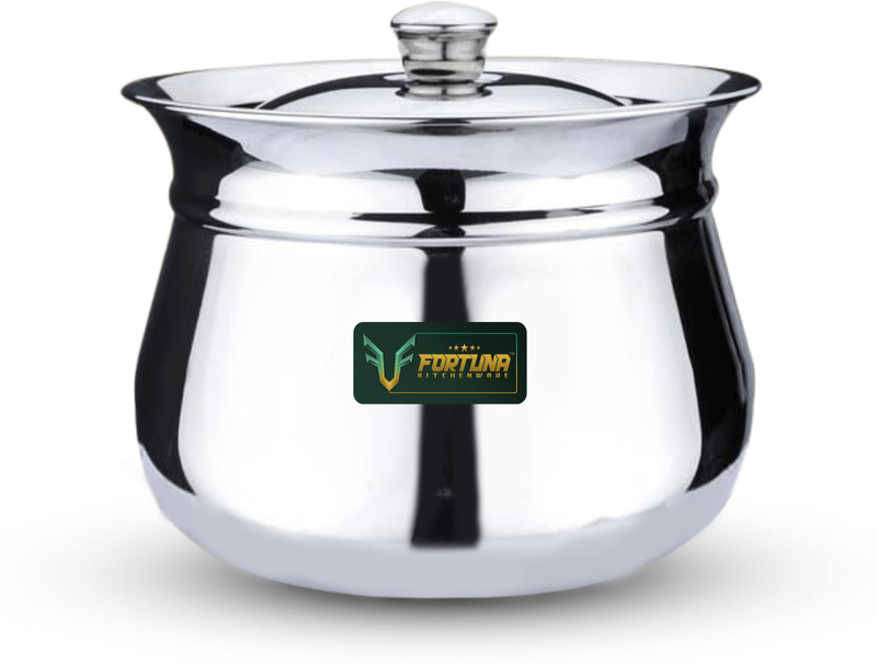 Fortuna 1.5 Ltr 5-Star Heavy Dahi Handi / Curd Pot with Lid | Induction & Gas Compatible Pot 15.75 cm diameter 1.5 L capacity with Lid(Stainless Steel, Induction Bottom)