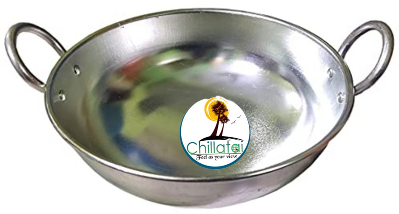 CHILLATAI Multipurpose Use Indolium Kadai / Fry Pan - 9.5 inch Kadhai 25 cm diameter 2.5 L capacity(Aluminium)