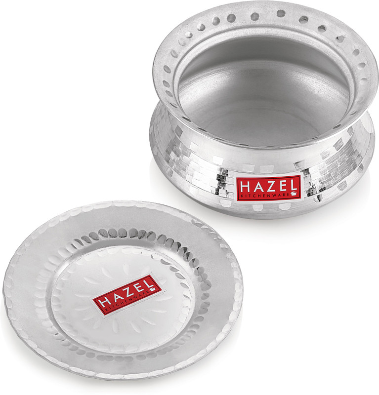 HAZEL Aluminium Handi With Lid Rice Cooking Pot Dhari Patiya Patila Tope Vessel, 24 cm Handi 3.2 L with Lid(Aluminium)