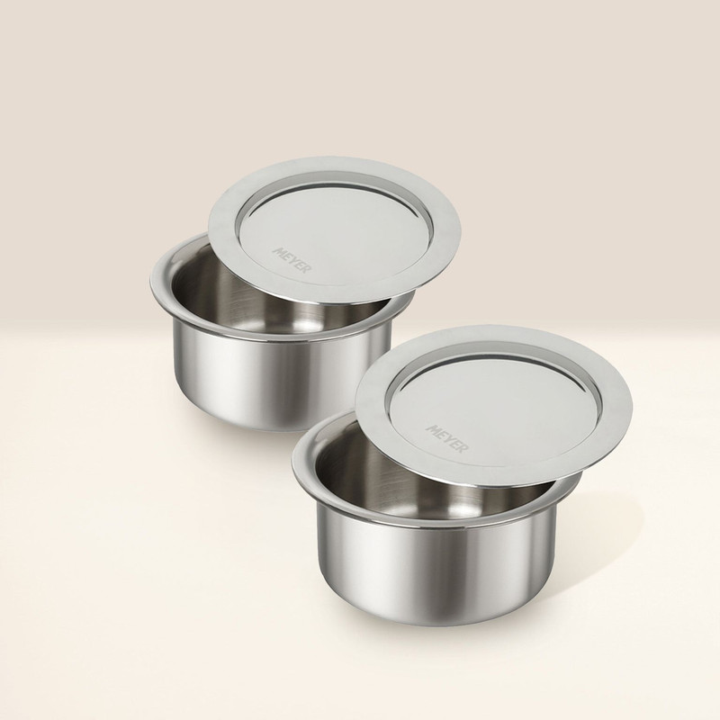 Doniv Doniv Titanium Triply Stainless Steel Tope with Cover 14 cms Tope/Bhagona/Patila with Lid 0.9 L capacity 17 cm diameter(Triply, Non-stick, Induction Bottom)