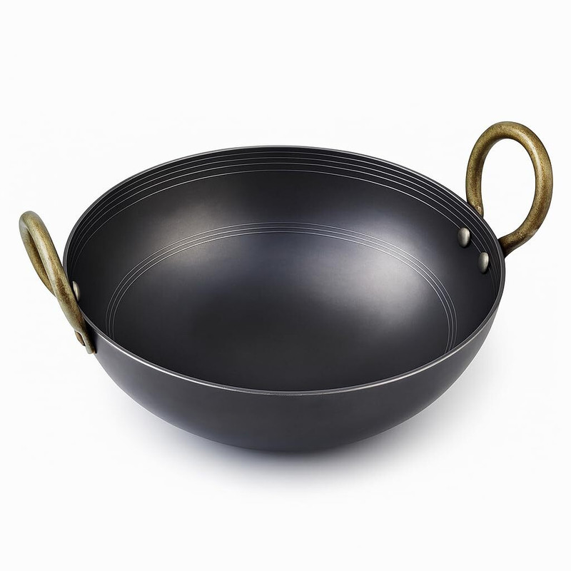 bb IRON Heavy Round Bottom Kadai Kadhai 8 cm diameter 1 L capacity(Iron, Non-stick)