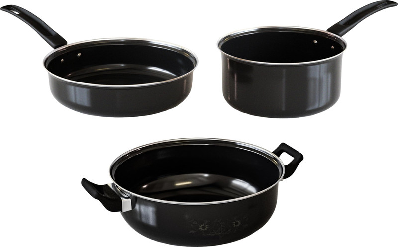 Kashvi Premium Quality Induction Bottom Non-Stick Coated Cookware Set Pot 26 cm diameter 3.5 L capacity(Cast Iron, Non-stick, Induction Bottom)