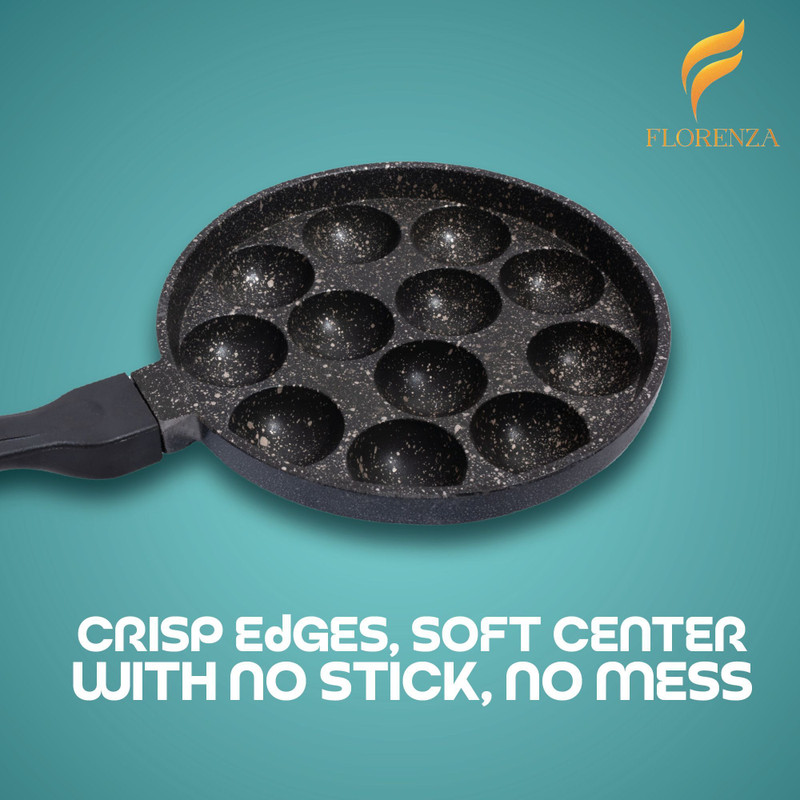 Florenza Medium Appam Pan Paniarakkal Pan 22 cm diameter 0.25 L capacity(Aluminium, Non-stick)