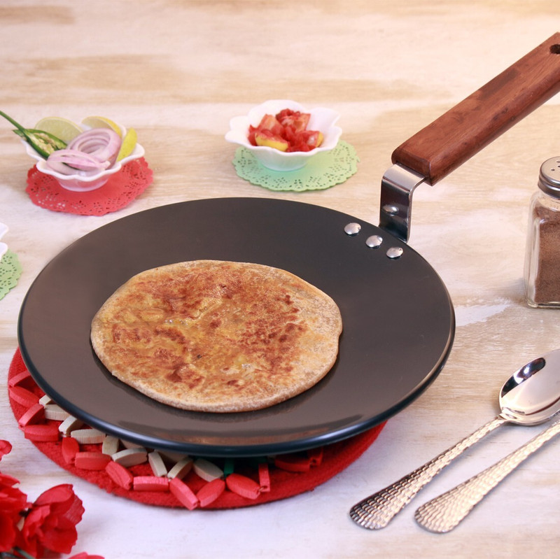 WONDERCHEF Ebony Roti Tawa 28 cm diameter(Hard Anodised, Induction Bottom)