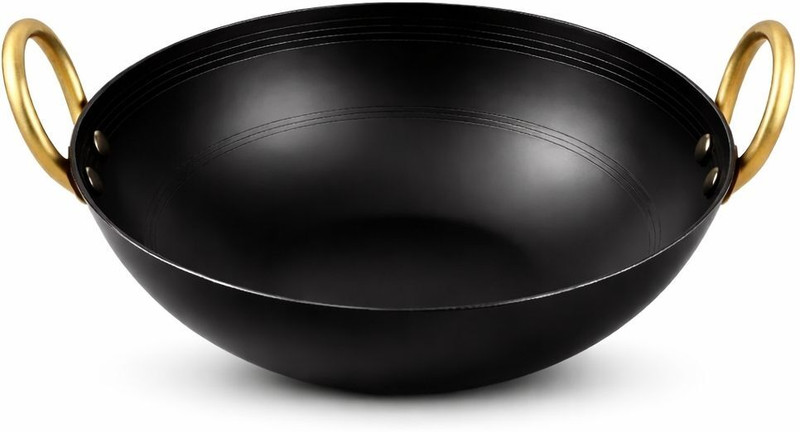 Roman Iron Kadai 10 Inch 2.5L Wok Pan Deep Fry Karahi Kitchen Cookware Kadhai 26 cm diameter 2 L, 1.7 L capacity(Iron)