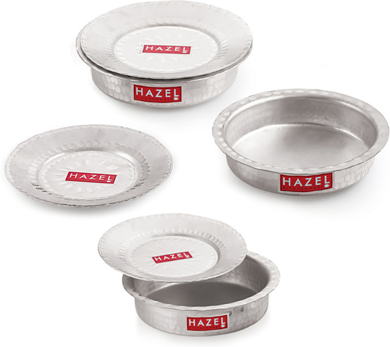 HAZEL Aluminium Langdi Patila Pot With Lid Hammered Finish Round Bottom Boiling Tope Vessels Bhagona Dekchi, Set of 2, 1700 ML, 2100 ML Tope/Bhagona/Patila Set with Lid 1.7 L, 2.1 L capacity 23 cm, 25 cm diameter(Aluminium)
