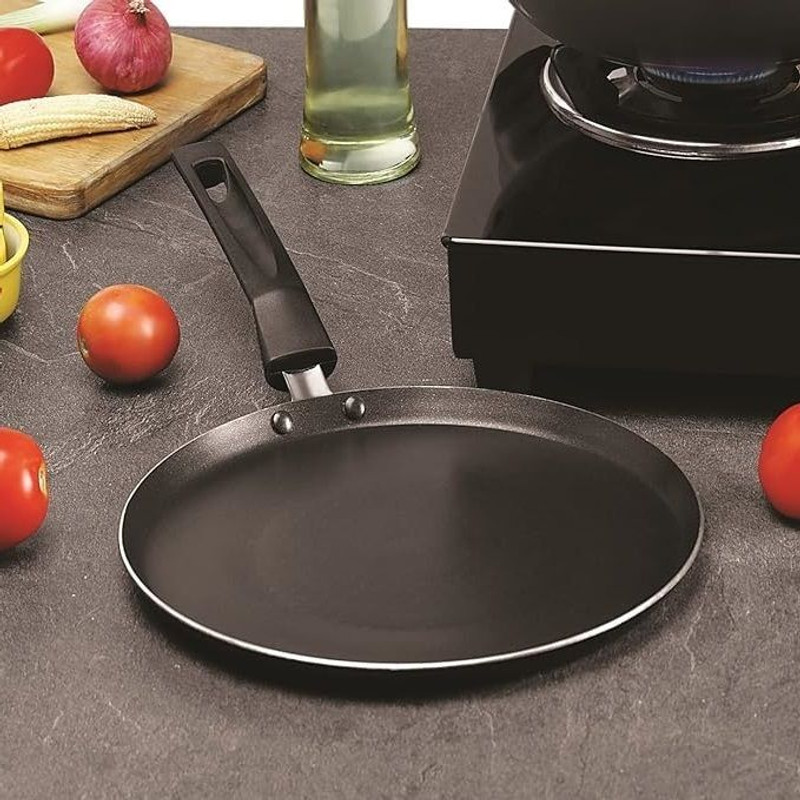 BLAL BLAL Non Stick Dosa Tawa with Handle, 270mm ,Aluminium, Black Flat Pan 27 cm diameter 1.5 L capacity(Aluminium, Non-stick)