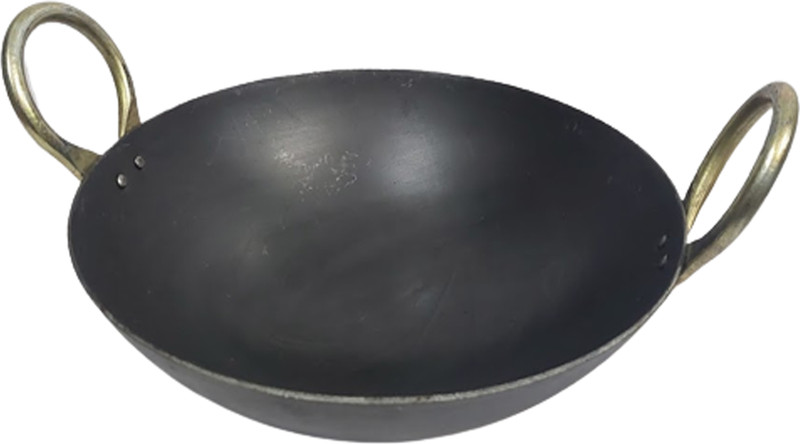 Q8 Twinkle Traditional Deep Bottom Iron Kadhai/Deep Bottom Kadhai/Fry Pan/China Chatti/ Kadhai 22 cm diameter 2 L capacity(Cast Iron)