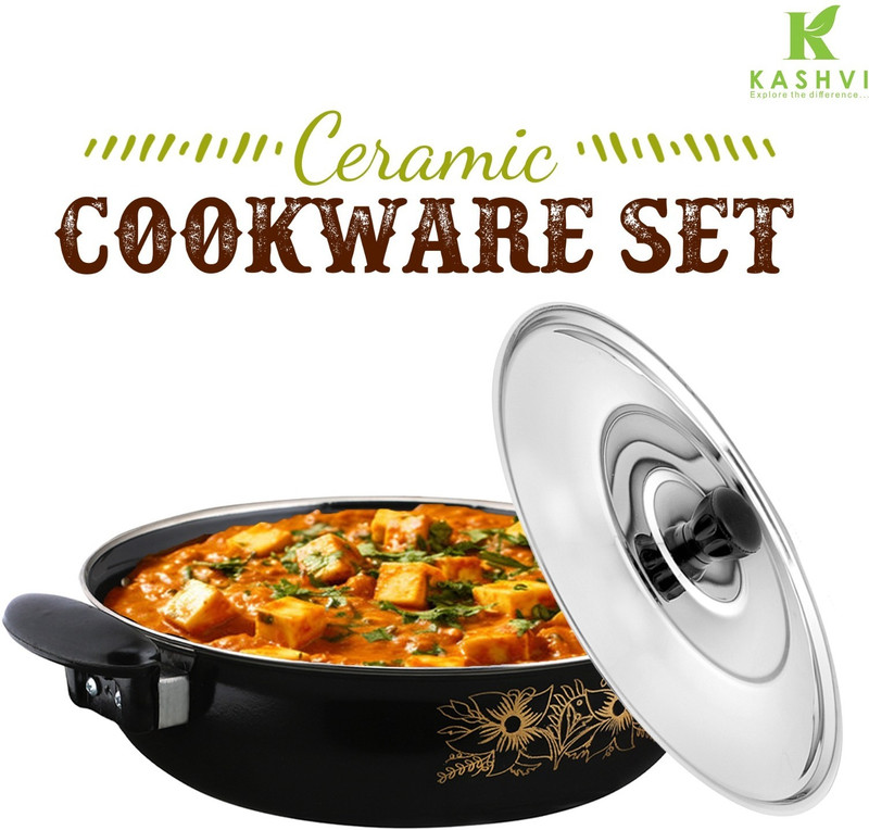 Kashvi Best Kitchen gift Cookware Set Kadhai 26 cm diameter with Lid 3.5 L capacity(Cast Iron, Non-stick, Induction Bottom)