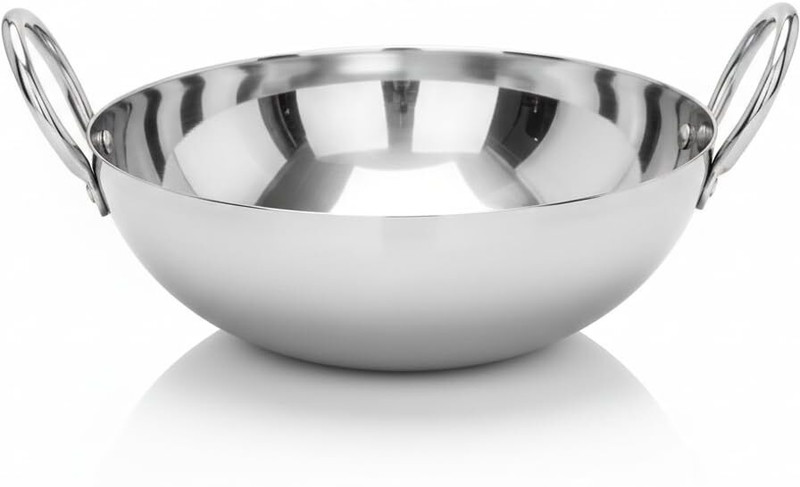 MITHALI 3Ply Premium Stainless Steel Kadhai Fry Pan 22 cm diameter 1.5 L capacity(Stainless Steel, Induction Bottom)