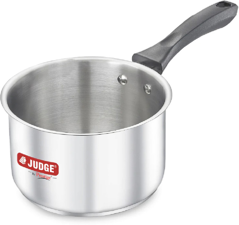 Judge Classic Unique Triply Bottom Cook and Serve Milk Pan 14 cm diameter 1.4 L capacity(Triply, Stainless Steel, Induction Bottom)
