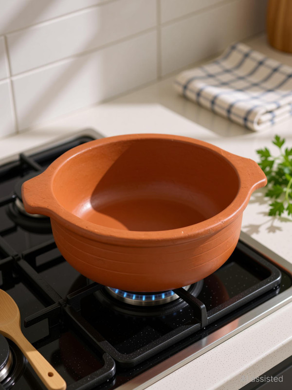 CPV CRAFTS Handmade Clay mud Handi for Cooking pot (all curry pot) can be used gas stove 2 ltr Handi 2 L(Earthenware)