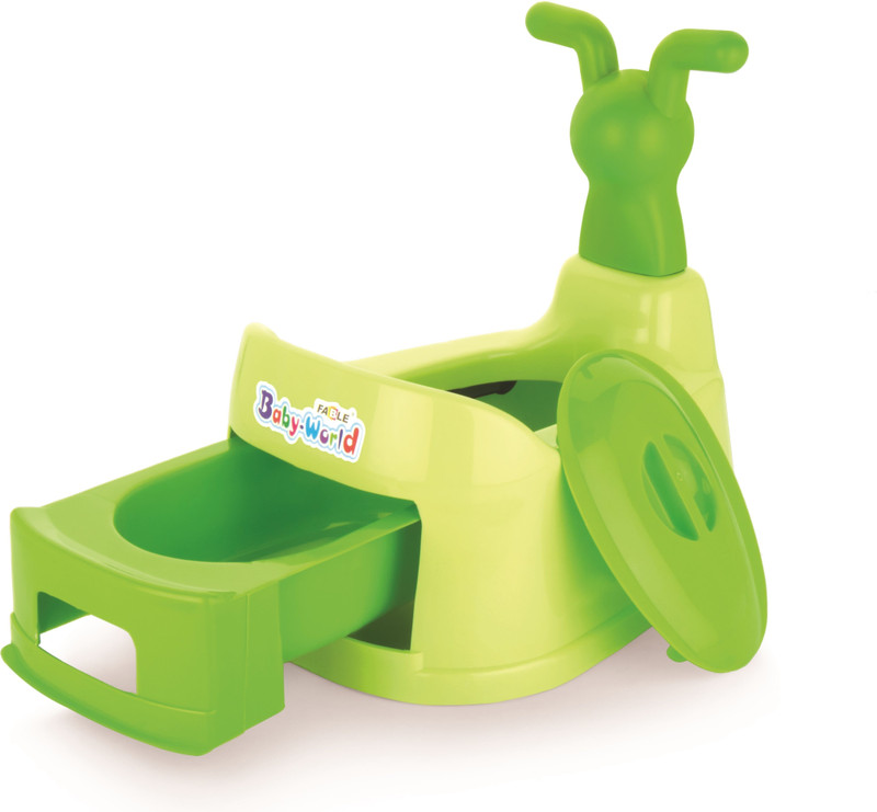 FABLE Toilet Trainer Baby Potty Seat Cartoon Face with Removable Tray & Closing Lid Baby World Baby Potty Seat Potty Seat(Green)