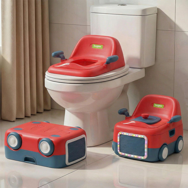baybee Baby Potty Training Toilet Seat Anti-Slip Base & LED Lights Convertible Toddler Potty Seat(Red)