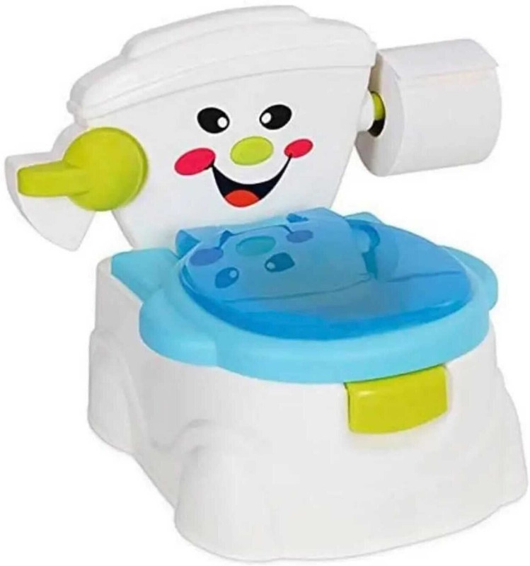 OUI MAMA potty pot Removable Bowl Cushion Seat Covering Lid, Grip Handles Perfect Potty Seat(Blue, White)