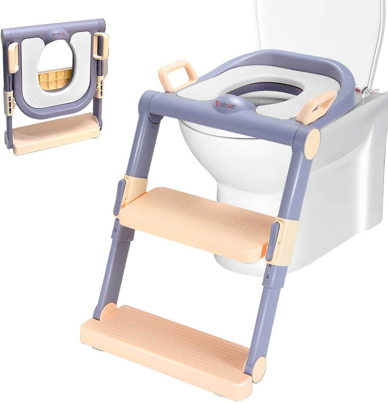 GOCART Height-Adjustable NonSlip Baby Potty Trainer Chair Seat With Step Stool For Kids Potty Seat(Peach)